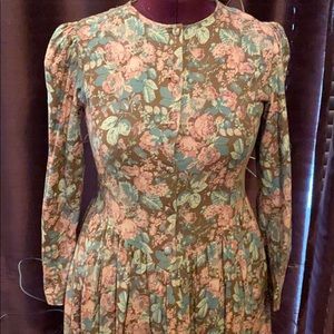 Laura Ashley long sleeve Brown/Pink Floral Dress